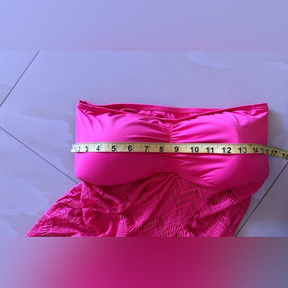 Vince Camuto Dragon Fruit Crochet Draped Tankini M - Picture 6 of 15